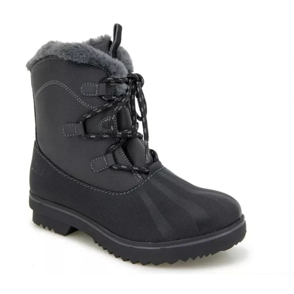 JBU Women's Brisky Round Toe Lace Up Winter Snow Ankle Boots Fleece Lined 9‎ NEW